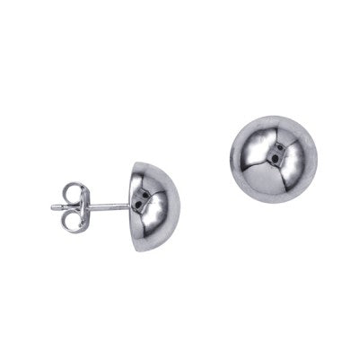 9ct White Gold 10mm Domed Studs