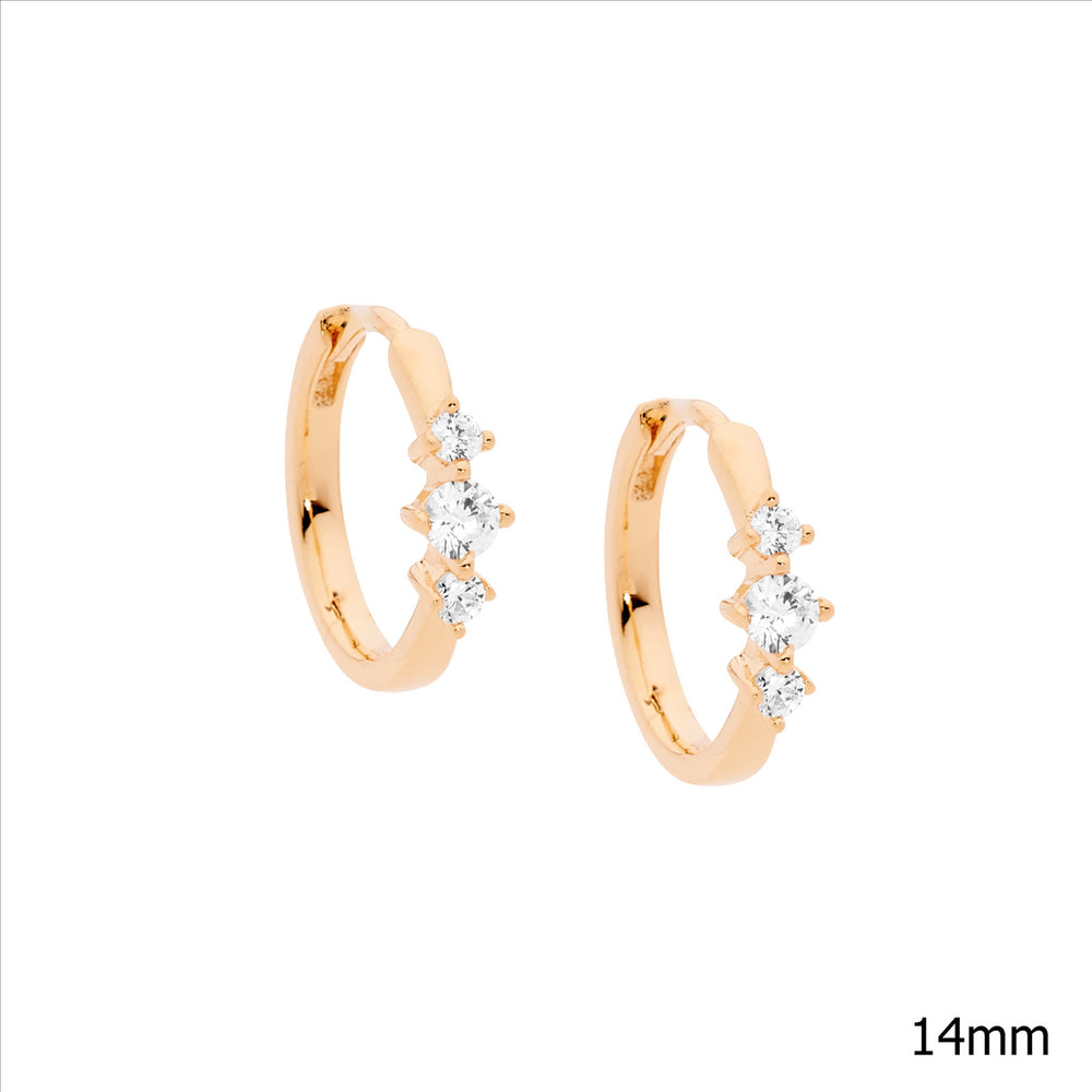 SS Hoop Earrings With CZ Feature