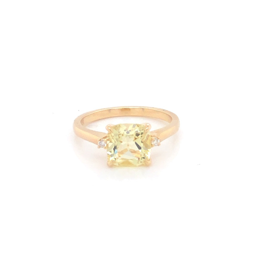 9ct Yellow Gold Diamond Quartz - Lemon Ring