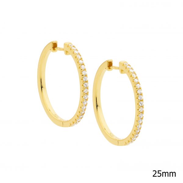SS Gold Plated CZ Hoops