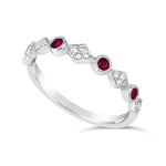 9ct White Gold Diamond & Ruby Ring