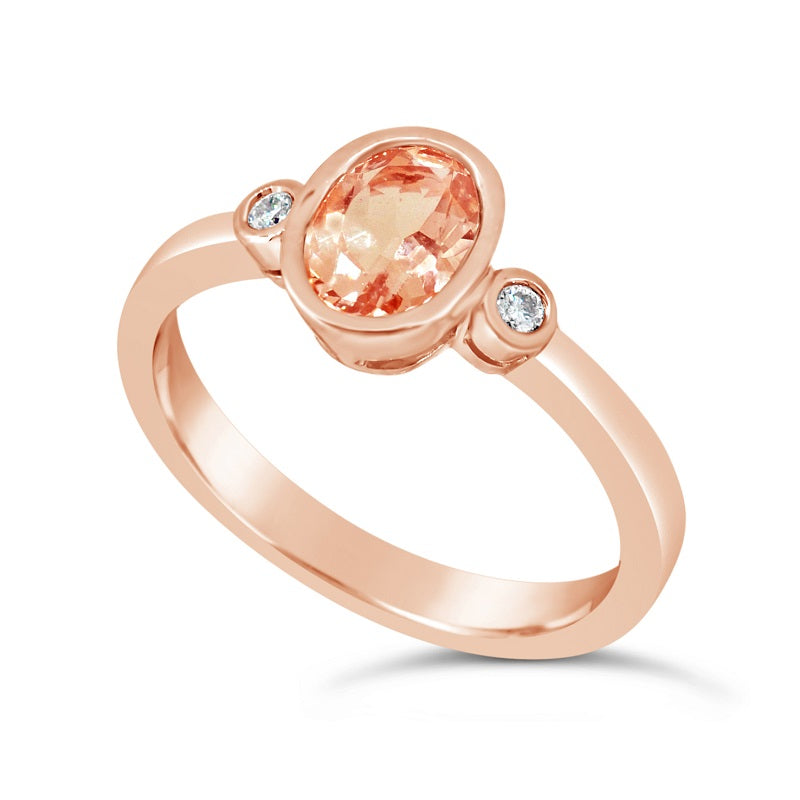 9ct Rose Gold Morganite & Diamond Ring
