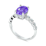 9ct WG Amethyst & Diamond Ring