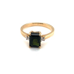 9ct YG Green Sapphire & Diamond Ring