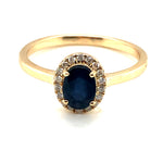 9ct YG Diamond & Sapphire Ring