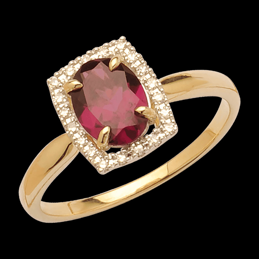9vt YG Rhodolite Granet & Dia ring