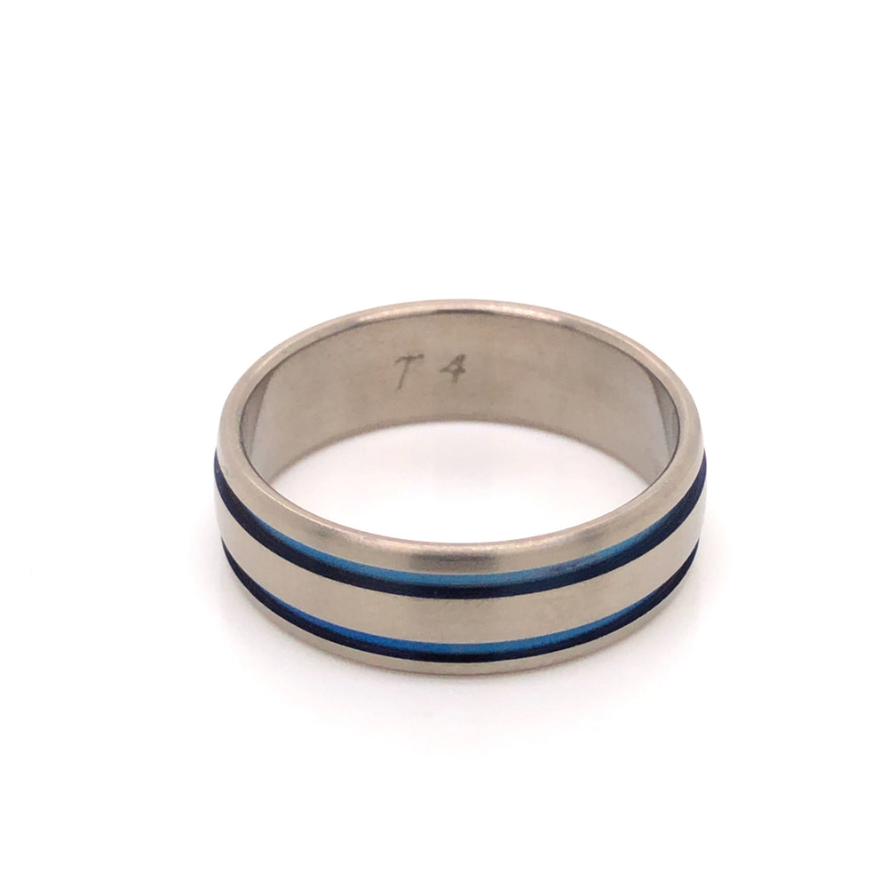 Titanium Ring W/Blue