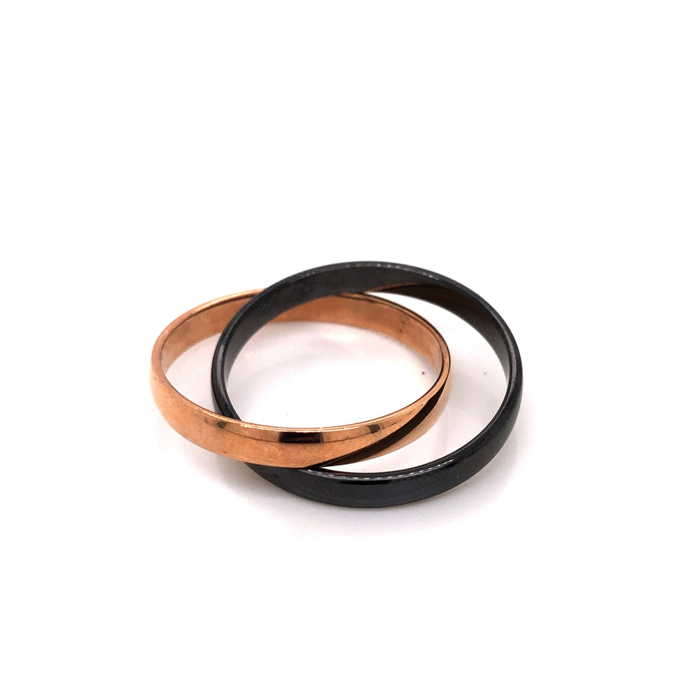 9ct Pink Gold & Zir 2 Band Rings