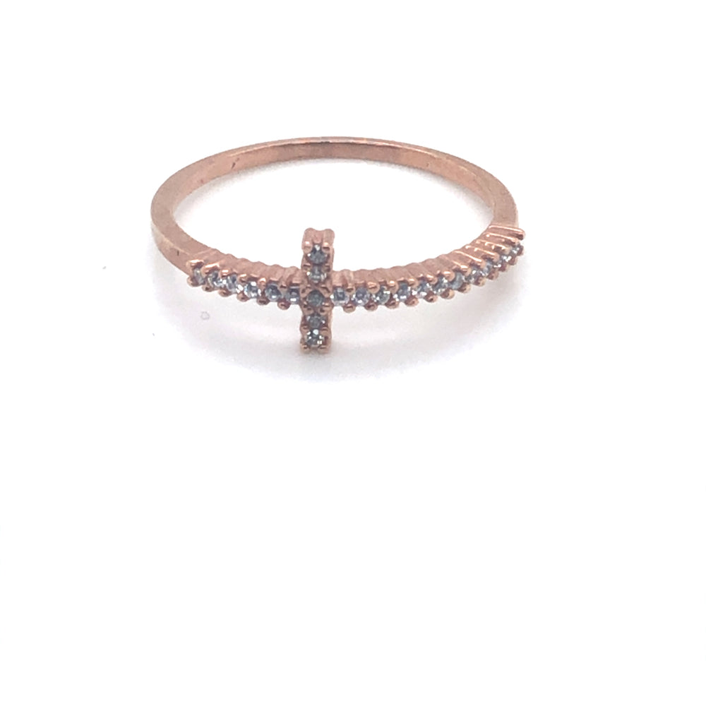 9ct RG CZ Cross Ring