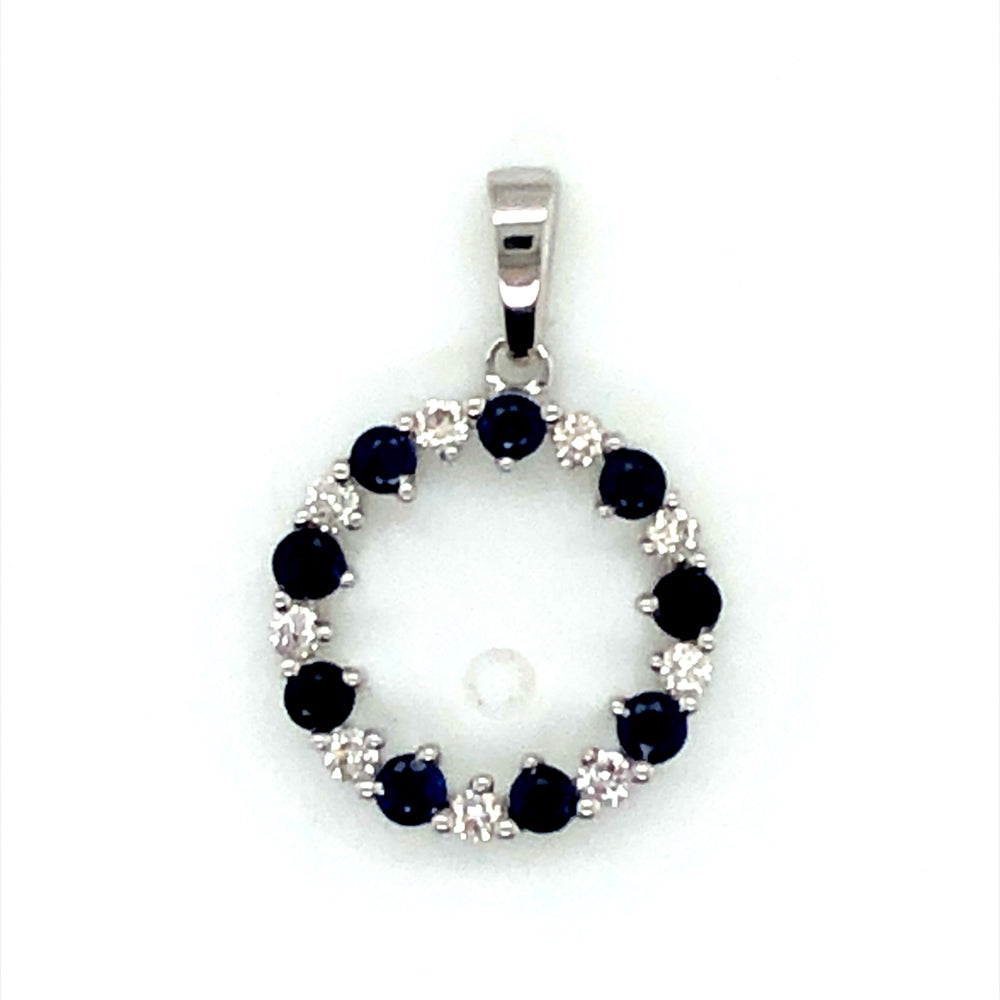 9ct WG Sapphire & Diamond Pendant