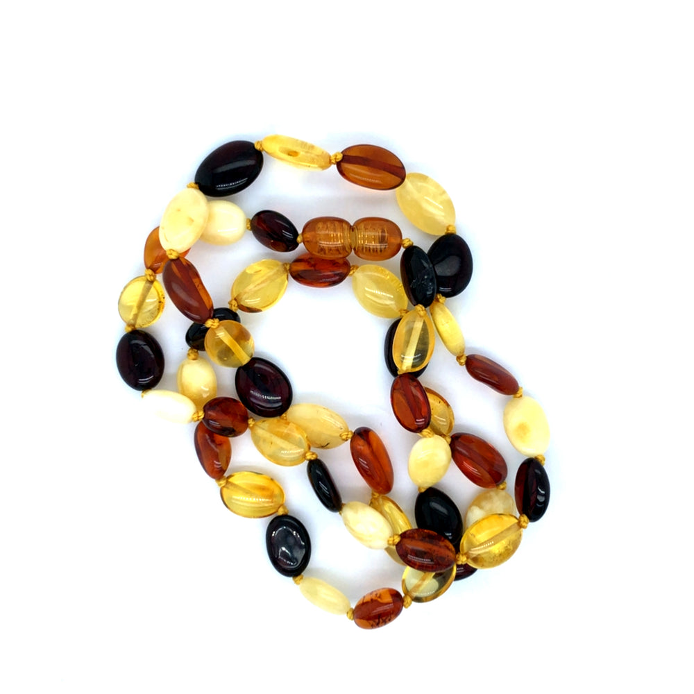Amber Multi-Coloured Flat Bead 55cm Necklace