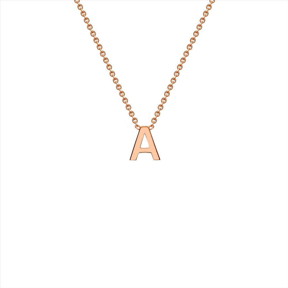 9k Rose Gold Initial 'A' - 38cm + 5cm Ext Necklace