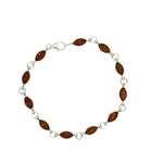 Sterling Silver Oval Amber Bezel Set Link 20cm Bracelet