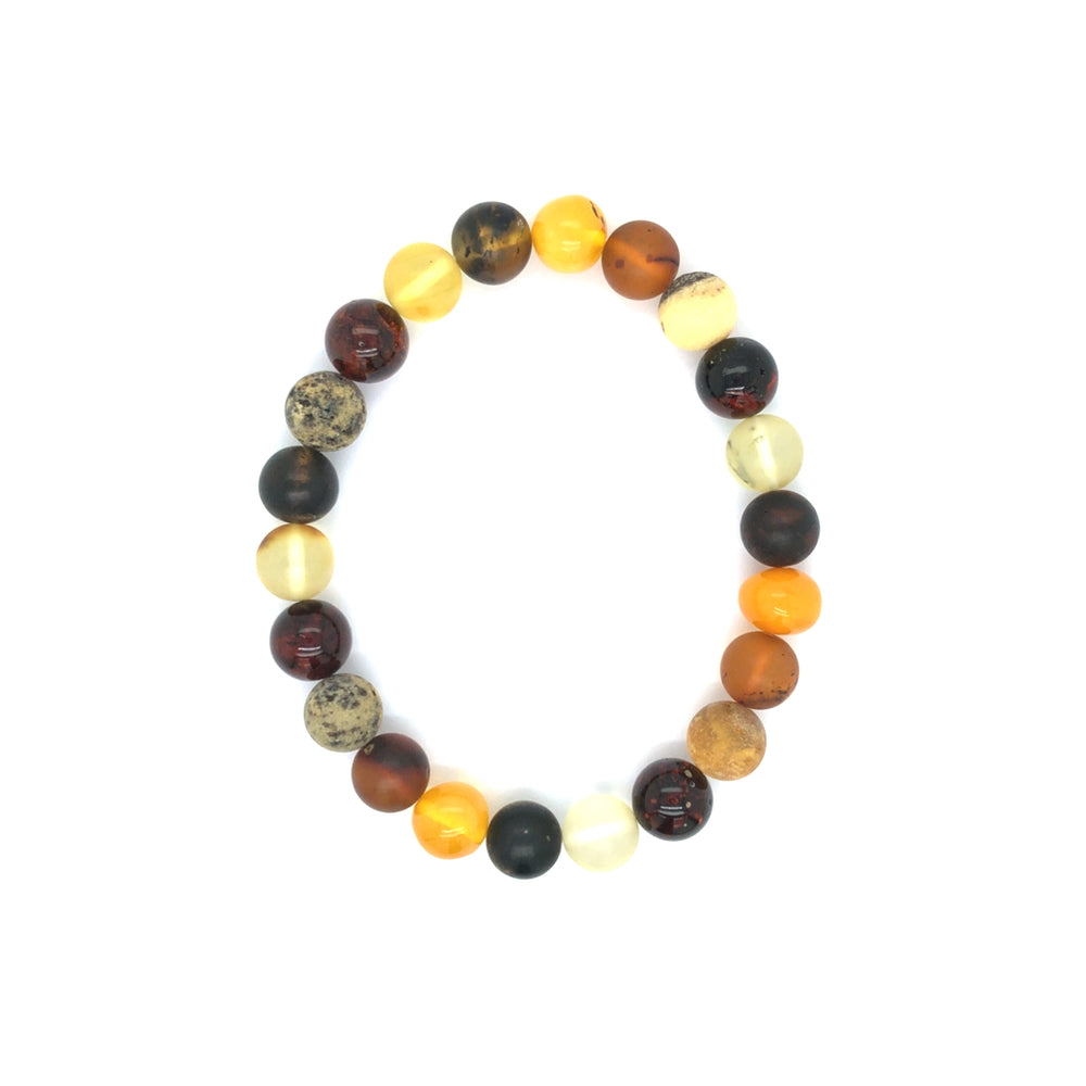 Amber Multi-Colour Bead - Stretch Bracelet