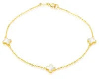 9k Gold 3 Mother Of Pearl Petals 19cm Bracelet