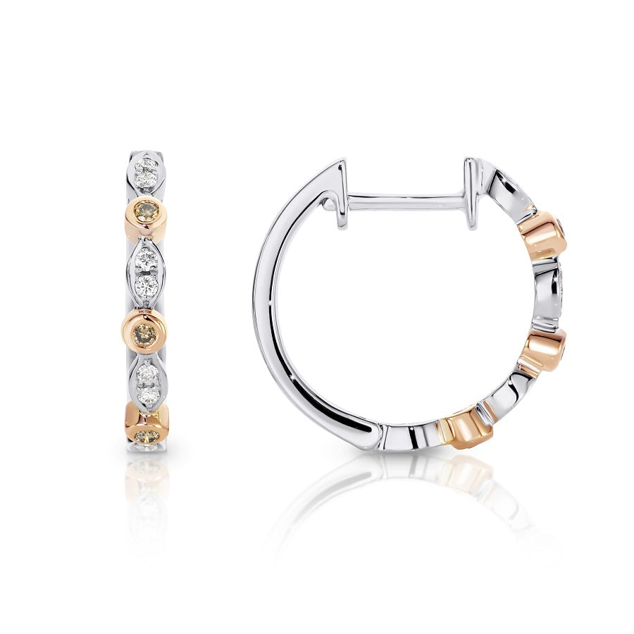 9ct RG & Wht Gold Diamond Huggie Earring