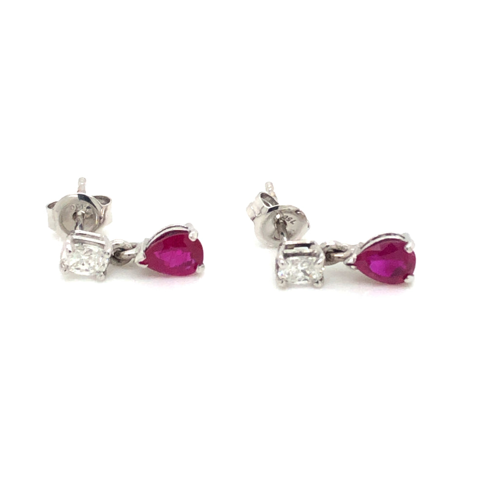 18ct WG Ruby & Diamond Earrings