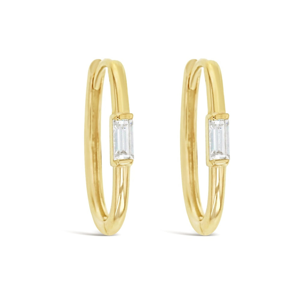 9ct Gold Paperclip 8mm Cubic Zirconia Huggie Earrings
