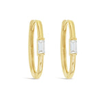 9ct Gold Paperclip 8mm Cubic Zirconia Huggie Earrings