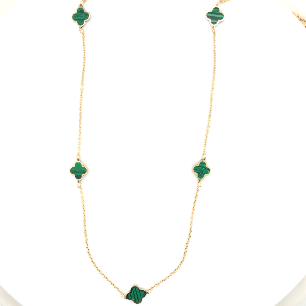 9ct Malachite Charm 45cm Necklace