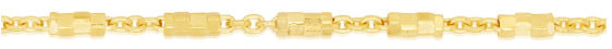9ct Gold Solid Diamond Cut Ball Beads and Cable 45cm Chain