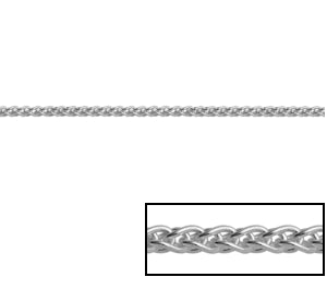 9ct White Gold Solid Magic Wheat 45cm Chain