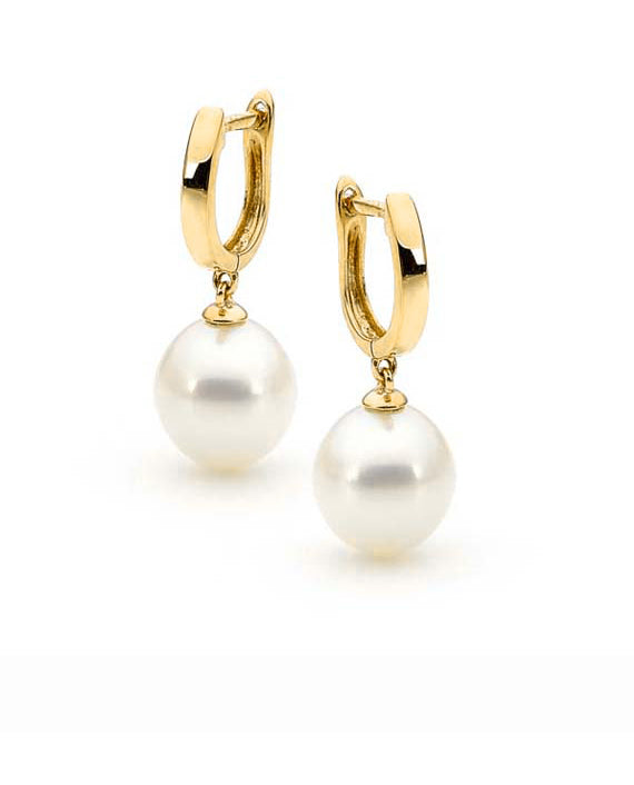 9ct YG White Pearl Huggie