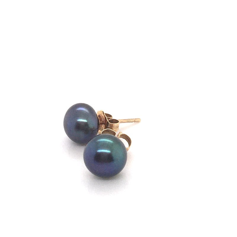 14ct YG Black Pearl Stud