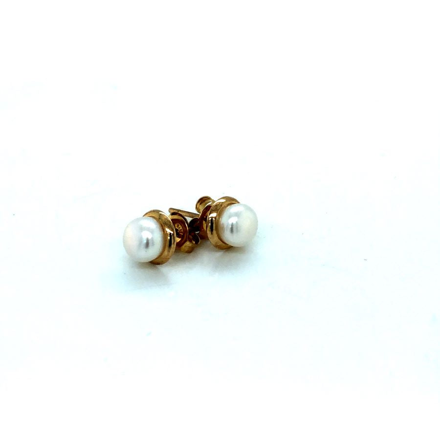 9ct YG Bezel FWP Studs