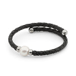 Blk leather 10-11mm FWP s/steel brac 18cm