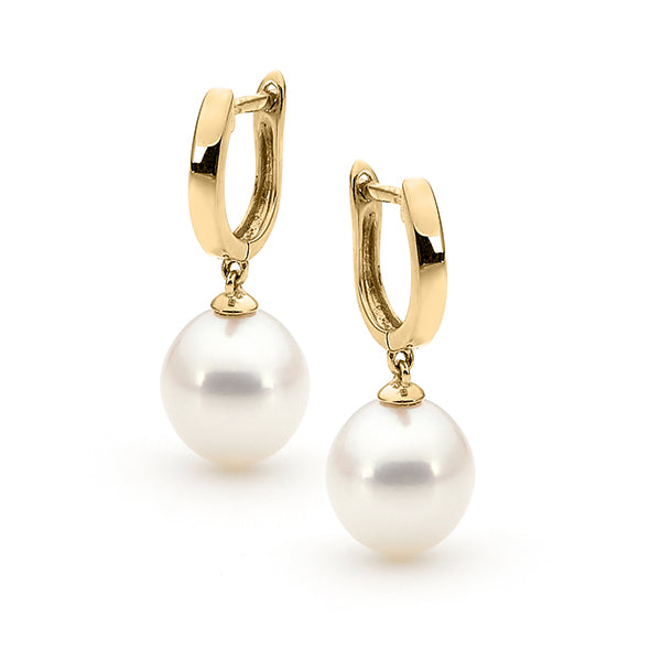 9ct YG White FWP Huggy Earrings