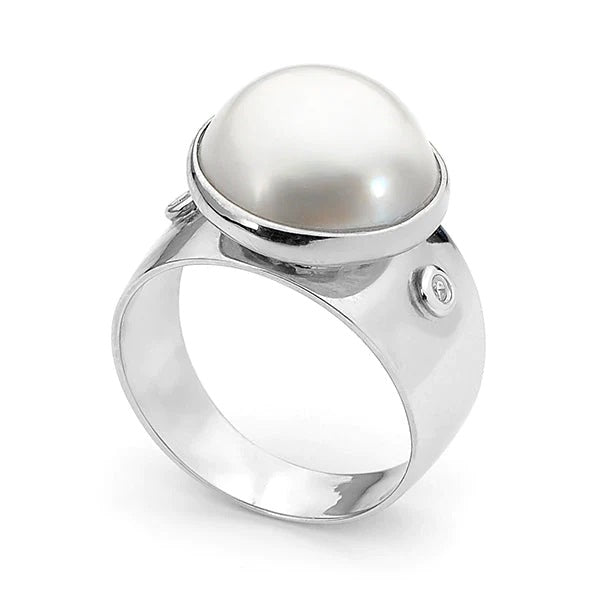 SS Pearl & CZ Ring