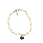 DNS Make White Freshwater Pearl Bracelet with Silver Heart 19cm + 2cm Ext Bracelet