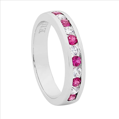 SS Red & White CZ Ring