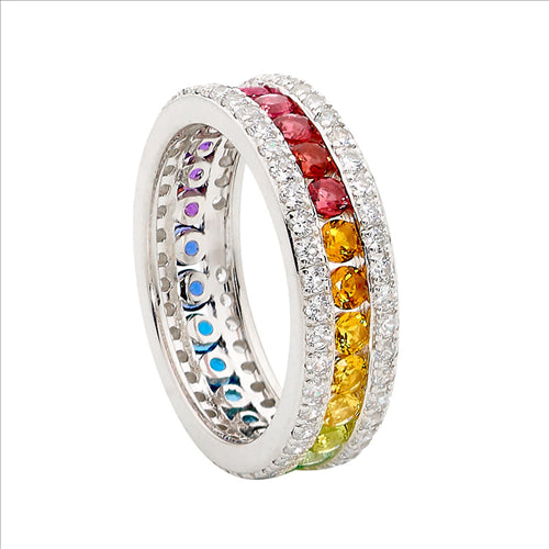 SS Multi Colour CZ Ring