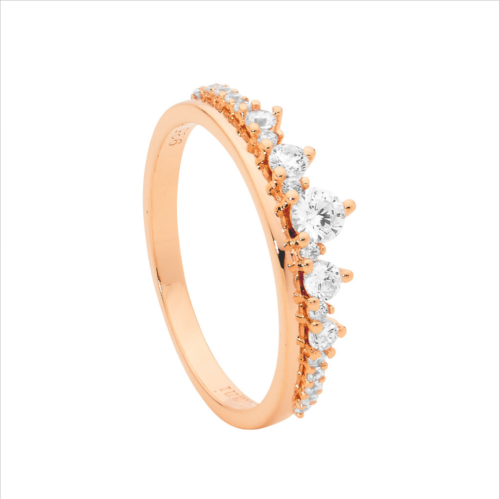 SS RG Plated Cubic Zirconia Ring