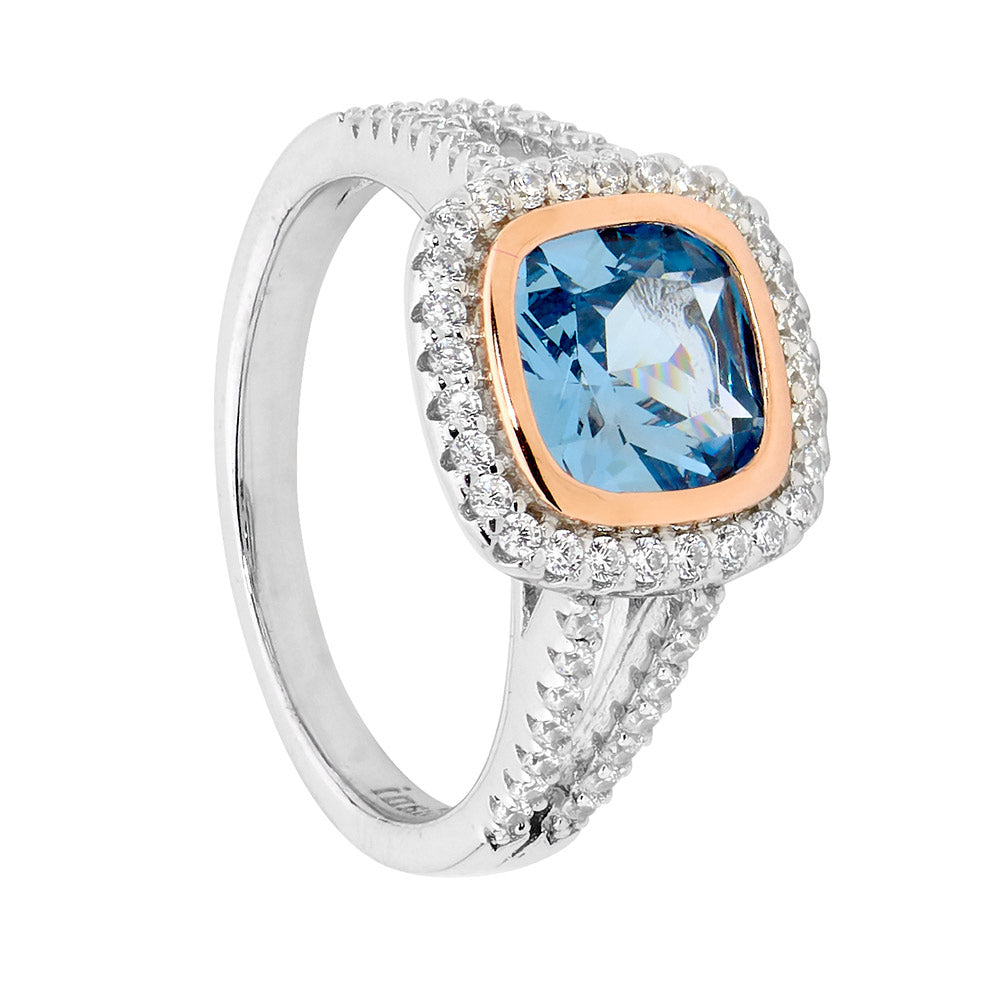 SS Split Band CZ Ring