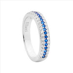 SS Wh & Blue Cz Ring