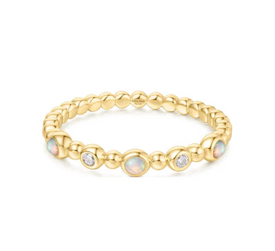 Ania Haie Gold Sunny Sparkler Bezel Kyoto Opal Beaded Ring Size 58