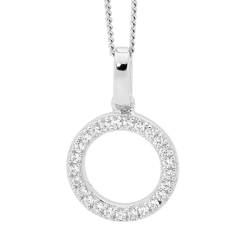 SS CZ Drop Circle Pendant