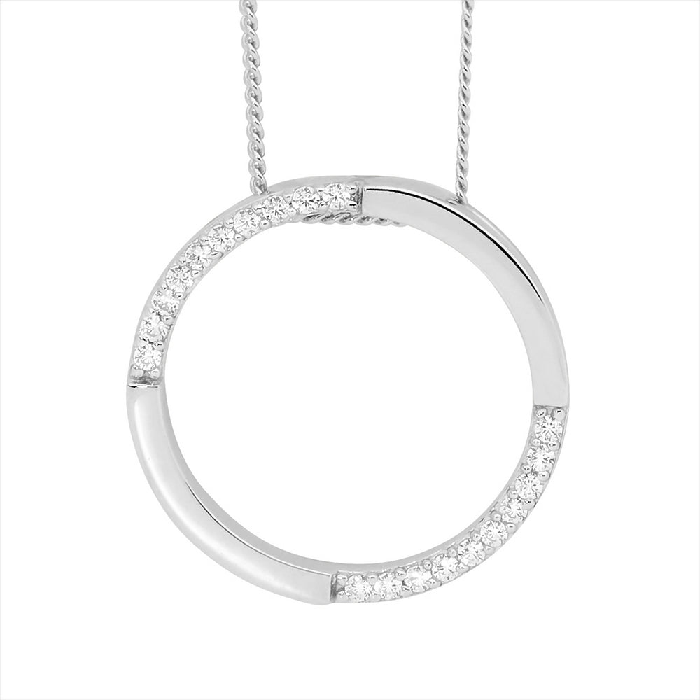 SS White Cubic Zirconia Circle Pendant