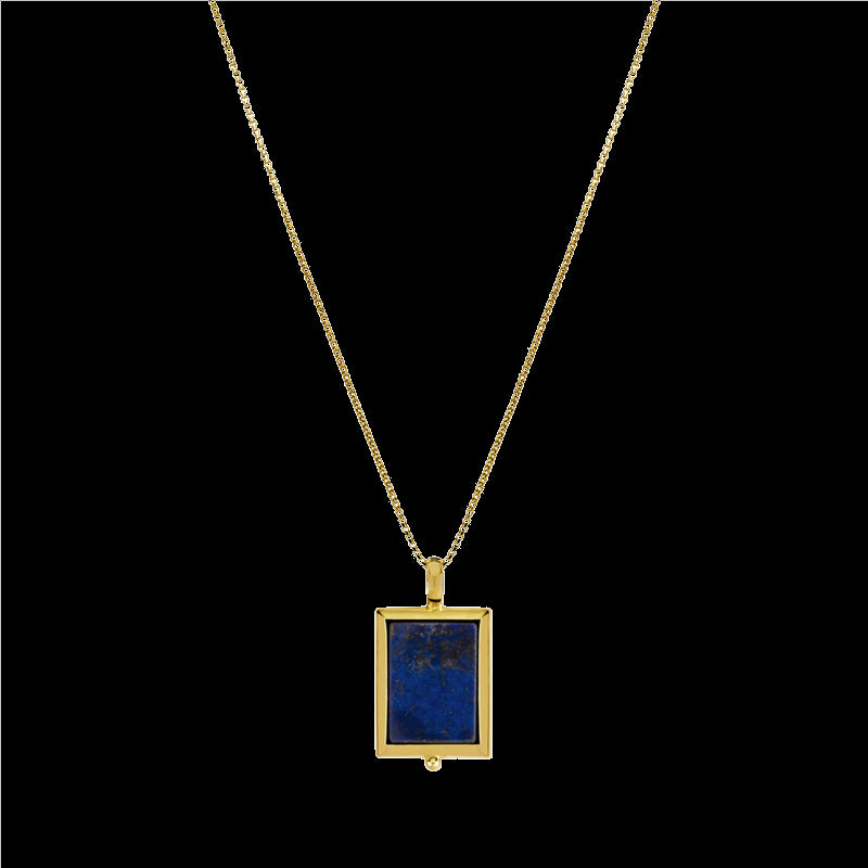 Sterling Silver Yellow Gold Plate Lapis Lazuli Pendant