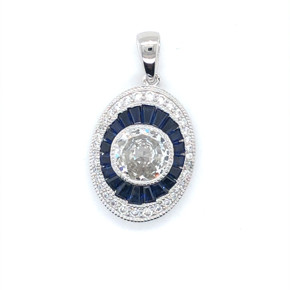 SS Sapphire & CZ Pendant