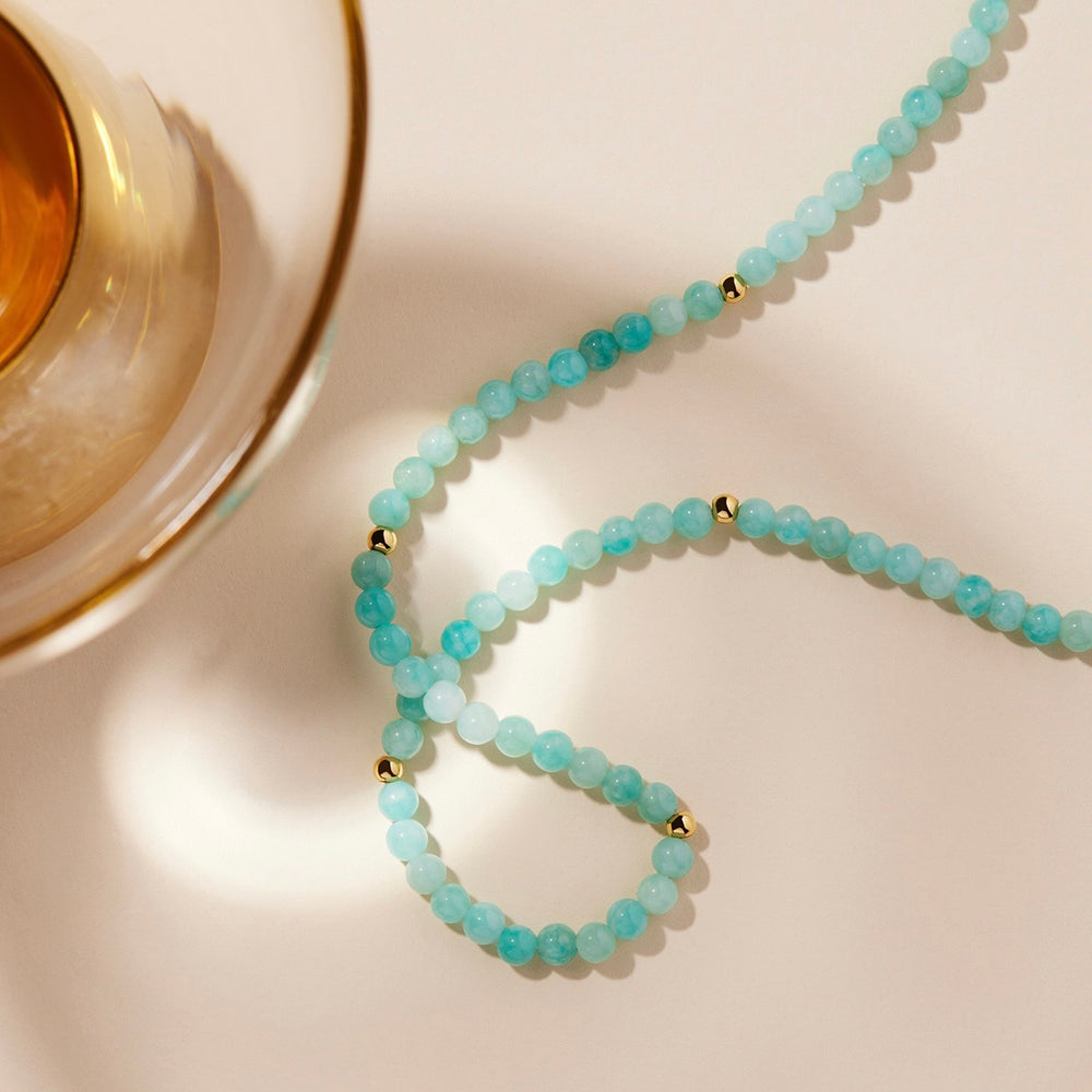 Amazonite Necklace W/YG Beads