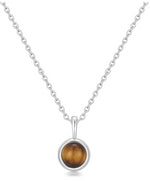 Ania Haie Silver Lady Cozy Tiger Eye 43cm + 5cm Ext Pendant Necklace