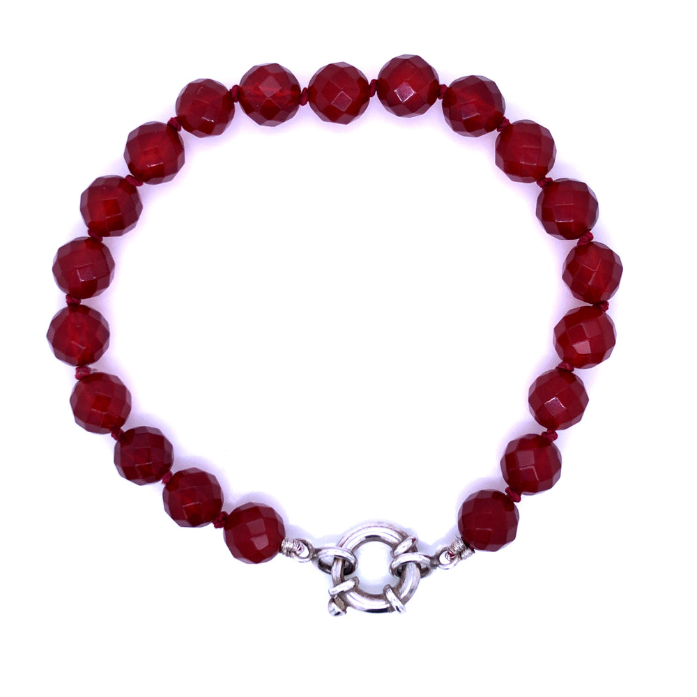 Carnelian Faceted Bracelet 21cm SS