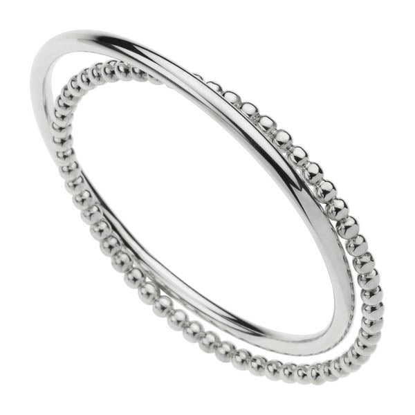 4mm silver tube bangle + interlocking 4mm ball bangle, 65mm inner diam