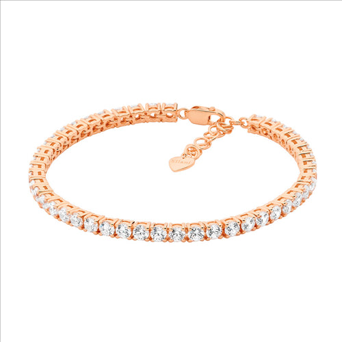 SS RG Plated CZ Tennis Bracelet