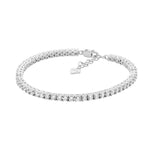 SS Wh Cz 3Mm Tennis Bracelet W/Ext Chain