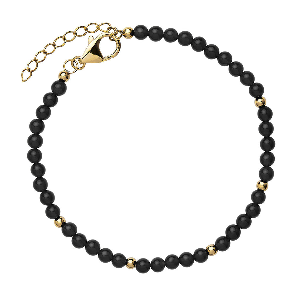 Black Onyx Bracelet W/YG Beads